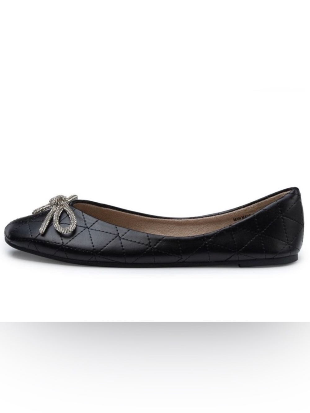 Alpine Swiss Myla Quilted Ballet Flats with Crystal Bow - Picture 2 of 11